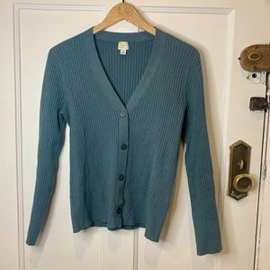 Teal V-Neck Button-Down Cardigan